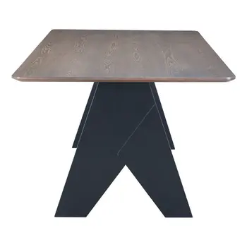 79" Espresso Wood and Solid Wood Pedestal Base Dining Table
