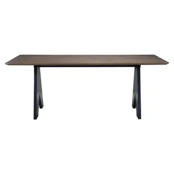 79" Espresso Wood and Solid Wood Pedestal Base Dining Table