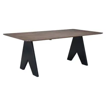 79" Espresso Wood and Solid Wood Pedestal Base Dining Table