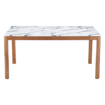 63" White Wood and Solid Wood Dining Table