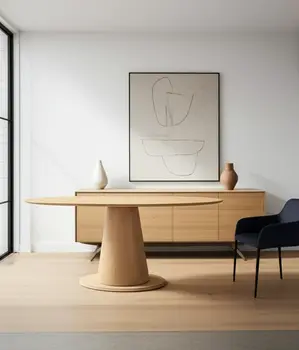 71" Natural Wood and Solid Wood Oval Dining Table