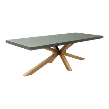 95" Gray Wood and Solid Wood Pedestal Base Dining Table