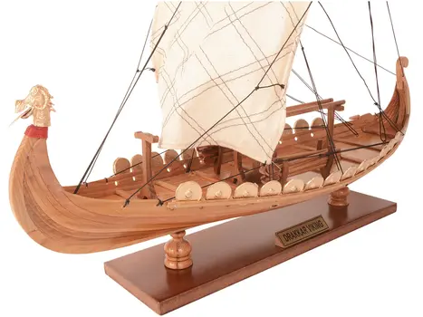 13" Unfinished Wood Hand Painted Model Boat