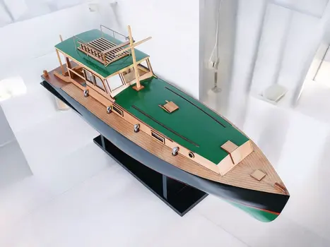 15" Unfinished Wood Hand Painted Model Boat