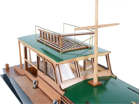 15" Unfinished Wood Hand Painted Model Boat
