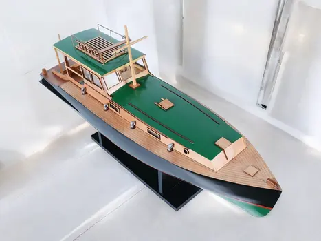 15" Unfinished Wood Hand Painted Model Boat