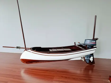 32" Unfinished Wood Hand Painted Model Boat