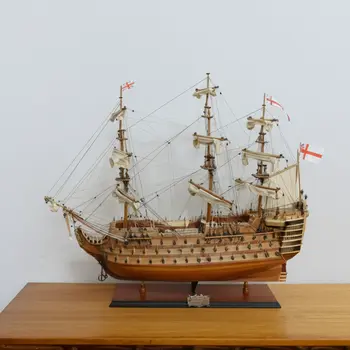 36" Unfinished Wood Hand Painted Model Boat