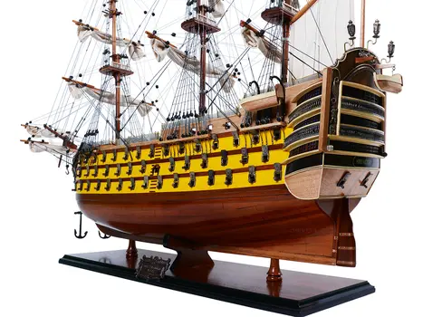 36" Unfinished Wood Hand Painted Model Boat