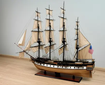 60" Unfinished Wood Hand Painted Model Boat