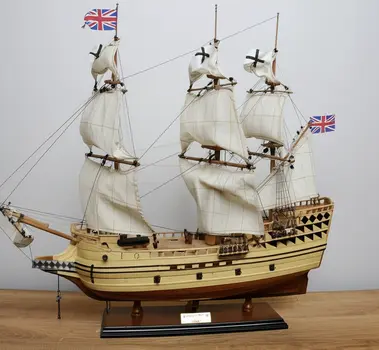 25" Unfinished Wood Hand Painted Model Boat