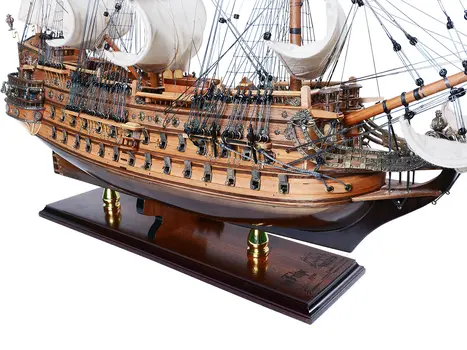 26" Unfinished Wood Hand Painted Model Boat