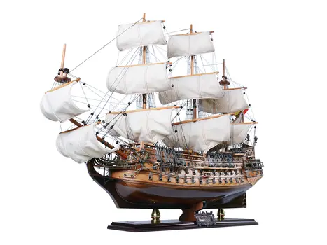 26" Unfinished Wood Hand Painted Model Boat