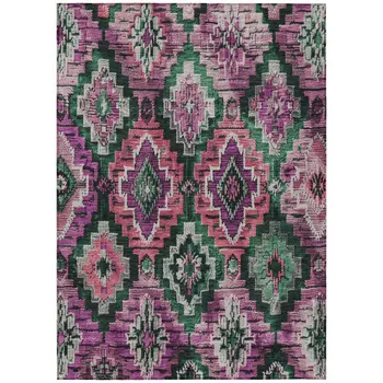 8' X 10' Blush And Green Aztec Washable Indoor Outdoor Area Rug