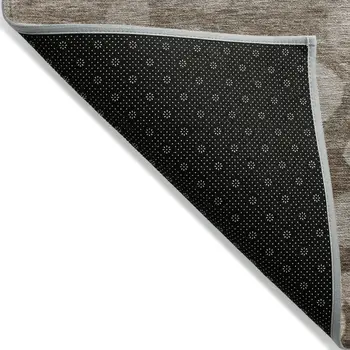 5' X 8' Taupe And Beige Floral Washable Indoor Outdoor Area Rug