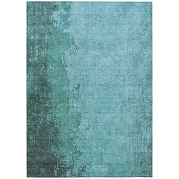 8' X 10' Teal Blue And Aqua Abstract Washable Indoor Outdoor Area Rug