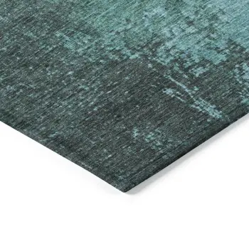 8' X 10' Teal Blue And Aqua Abstract Washable Indoor Outdoor Area Rug