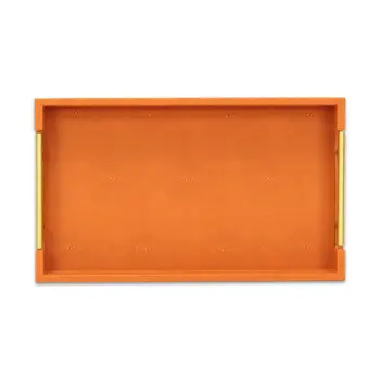 16" Orange And Gold Faux Shagreen Handmade Serving Tray With Handles