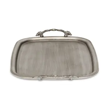 19" Silver Cast Iron Handmade Vanity Tray With Handles