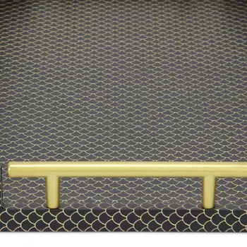 16" Black And Gold Geometric Print Handmade Serving Tray