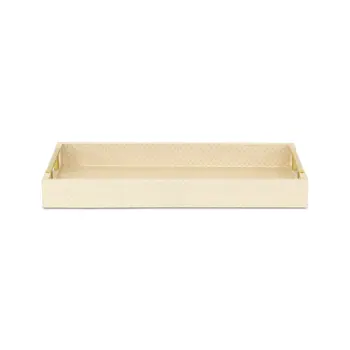 16" Champagne And Gold Geometric Print Handmade Serving Tray With Handles