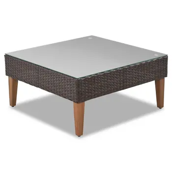 Two Piece Outdoor Beige Wicker Sectional Seating Group with Beige Cushions