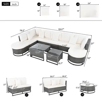 Two Piece Outdoor Beige Wicker Sectional Seating Group with Beige Cushions