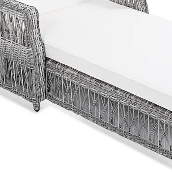 78" Beige Metal Outdoor Chaise Lounge with Beige Cushion