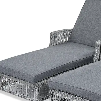 78" Gray Metal Outdoor Chaise Lounge with Gray Cushion