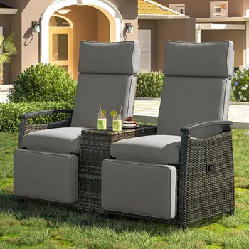 24" Brown Metal Outdoor Accent Chair with Storage with Brown Cushion