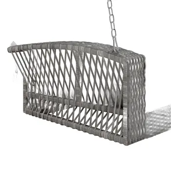 69" Gray Metal Outdoor Swing Chair with Gray Cushion