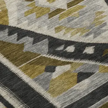 8' Chocolate Beige And Gray Round Tribal Washable Indoor Outdoor Area Rug