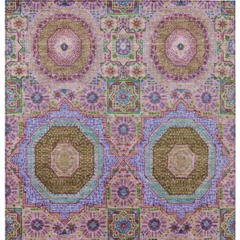 10' X 14' Pink And Teal Blue Medallion Washable Indoor Outdoor Area Rug