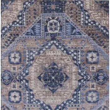 8' X 10' Brown And Beige Geometric Washable Indoor Outdoor Area Rug