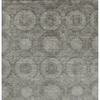 8' X 10' Pewter And Gray Medallion Washable Indoor Outdoor Area Rug