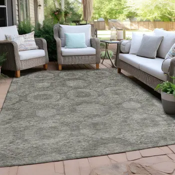 8' X 10' Pewter And Gray Medallion Washable Indoor Outdoor Area Rug