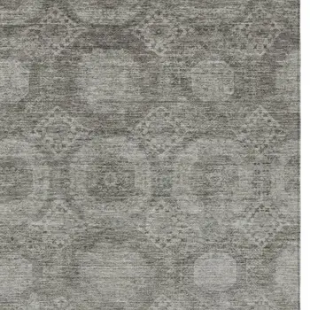 8' X 10' Pewter And Gray Medallion Washable Indoor Outdoor Area Rug
