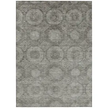 9' X 12' Pewter And Gray Medallion Washable Indoor Outdoor Area Rug