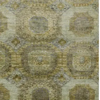 8' X 10' Gold And Beige Medallion Washable Indoor Outdoor Area Rug