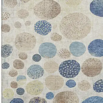 10' X 14' Navy Blue And Ivory Geometric Washable Indoor Outdoor Area Rug