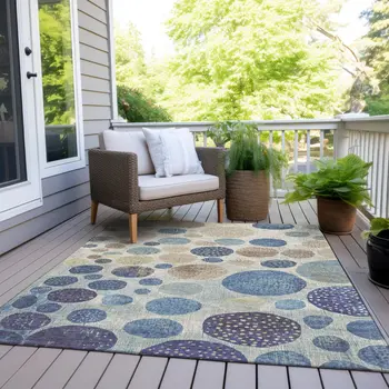 10' X 14' Navy Blue And Ivory Geometric Washable Indoor Outdoor Area Rug