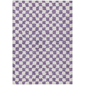 10' X 14' Purple And Ivory Geometric Washable Indoor Outdoor Area Rug