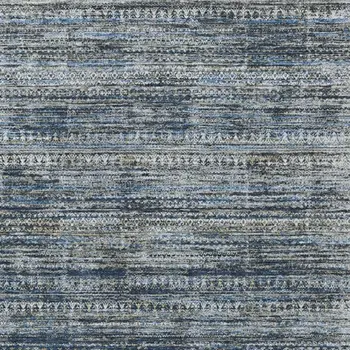 10' X 14' Denim Blue And Ivory Striped Washable Indoor Outdoor Area Rug