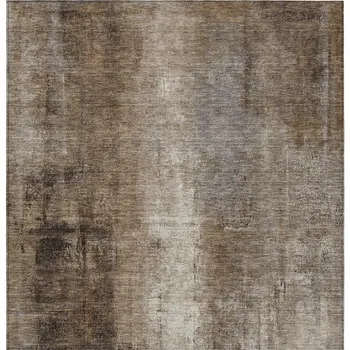 3' X 5' Brown And Ivory Abstract Washable Indoor Outdoor Area Rug