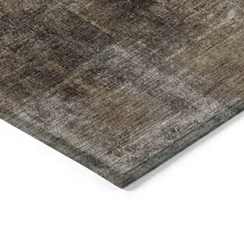 3' X 5' Brown And Ivory Abstract Washable Indoor Outdoor Area Rug