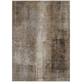 3' X 5' Brown And Ivory Abstract Washable Indoor Outdoor Area Rug