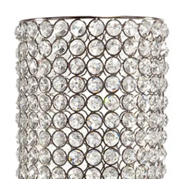 25" Clear And Silver Faux Crystal And Metal Table Vase