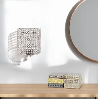 8" Clear And Silver Bejeweled Crystal Wall Sconce Candle Holder