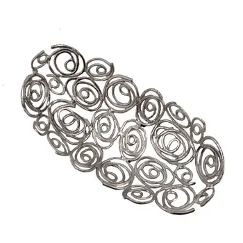 16" Silver Aluminum Abstract Circles Oval Decorative Bowl