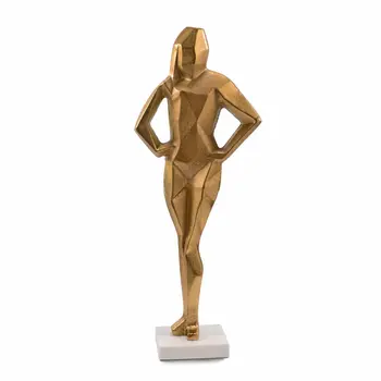 24" Gold And White Aluminum And Marble Woman Tabletop Sculpture